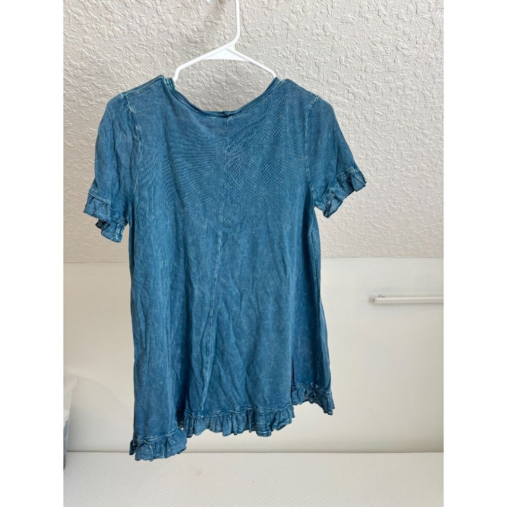 Altered State Teal Washed Ruffled Tee - Picture 4 of 4